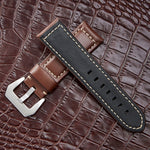 Crazy Horse Layer Frosted Black Buckle Watch Leather Watch Band, Size: 26mm