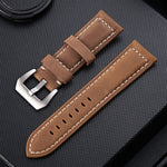 Crazy Horse Layer Frosted Silver Buckle Watch Leather Watch Band, Size: 20mm