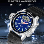 SANDA 3008 Multifunctional Men Outdoor Sports Noctilucent 50m Waterproof Digital Wrist Watch
