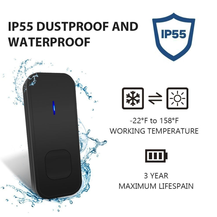 مستقبل جرس باب لاسلكي N15K-1T1-B بقوة 110 ديسيبل، مقاوم للماء بمعيار IP55، منخفض استهلاك الطاقة، واي فاي مع ضوء ليلي، 53 نغمة موسيقية، مسافة استقبال: 300م، N15K-1T1-B أبيض، N15K-1T1-B أسود