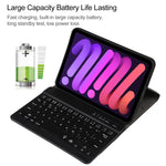غطاء جهاز لوحي من الجلد الصناعي بنسيج جلد الحمل مع لوحة مفاتيح TPU مضيئة قابلة للفصل فائقة النحافة بتقنية Bluetooth مع حامل لجهاز iPad mini 6 / mini 7، A06S