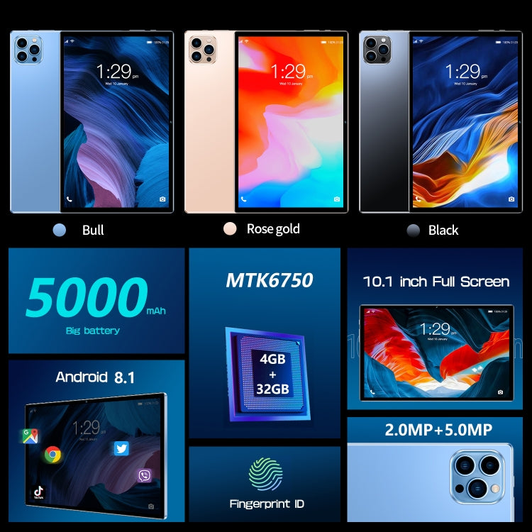 Android 8.1 MTK6750 Octa Core, Support Dual SIM, WiFi, Bluetooth, GPS