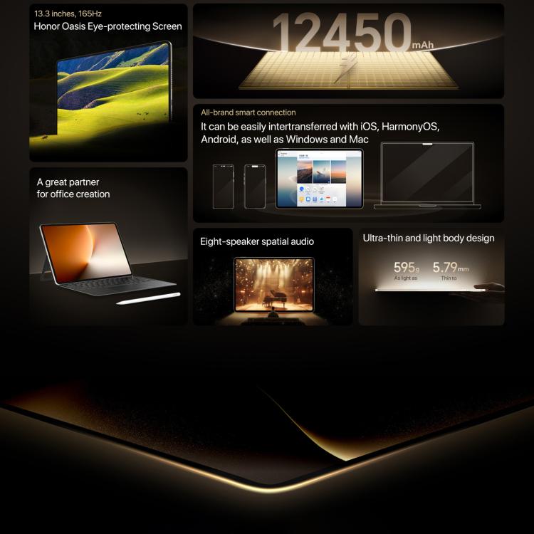 Honor MagicPad3 Pro 13.3 inch WiFi Tablet PC, 16GB+512GB MagicOS 10.0 Qualcomm Snapdragon 8 Lite Gen5 Octa Core, 16GB+512GB