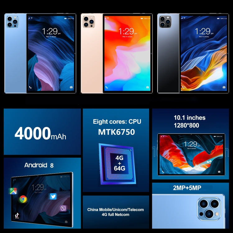 Android 8.0 MTK6750 Octa Core 1.8GHz, Dual SIM, Support GPS, OTG, WiFi, BT, MTK6750 4GB+64GB, 4GB+64GB