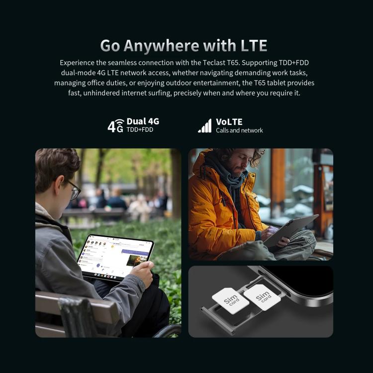 Teclast T65 4G LTE Tablet PC, 8GB+128GB, 13.4 inch Android 15 Unisoc T7280 Octa Core, Support Dual SIM, T65