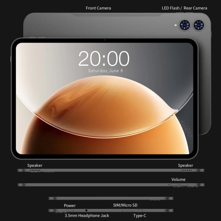 Teclast T65 4G LTE Tablet PC, 8GB+128GB, 13.4 inch Android 15 Unisoc T7280 Octa Core, Support Dual SIM, T65
