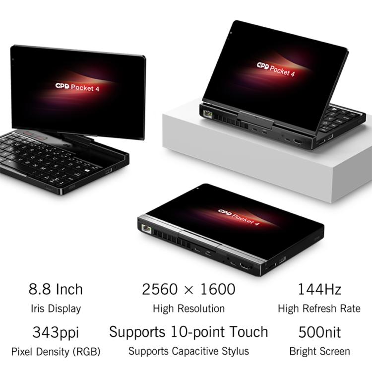 GPD Pocket 4 Handheld-Gaming-PC, 32 GB + 2 TB, 8,8 Zoll, Windows 11 Home, AMD Ryzen AI 9 HX 370, EU-Stecker, Ryzen AI9 32 GB + 2 TB