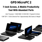 GPD MicroPC 2 Handheld Gaming PC, 16GB+512GB, 7 inch Windows 11 Pro Intel Processor N250, US Plug, WMC2573AU, WMC2573EU, WMC2573UK, WMC2573US