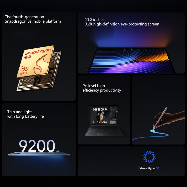 Xiaomi Pad 8 11.2 inch, 12GB+256GB, HyperOS 3 Qualcomm Snapdragon 8s Gen4 Octa Core, 12GB+256GB