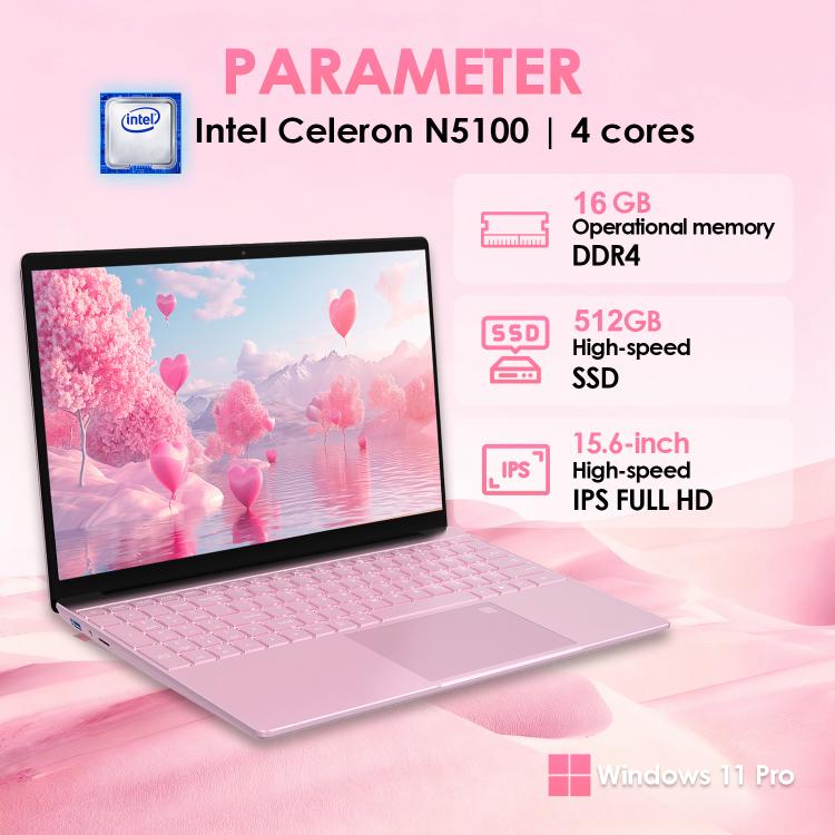 GXMO T152J 15.6 inch Laptop, 16GB+512GB, Windows 11 Pro Intel Celeron N5100 Quad Core, Support Fingerprint Unlock, AU Plug, 16GB+512GB, AU Plug