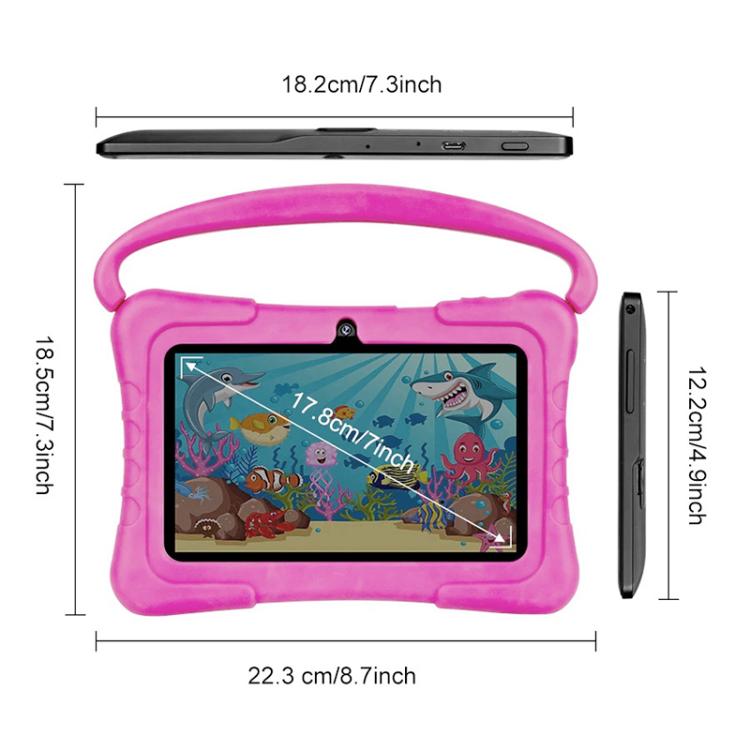 BDF K3 7 inch WiFi Kids Tablet PC with Silicone Case, 1GB+16GB, Android 8.1 MTK6735 Quad Core CPU, US Plug, 3GB+32GB