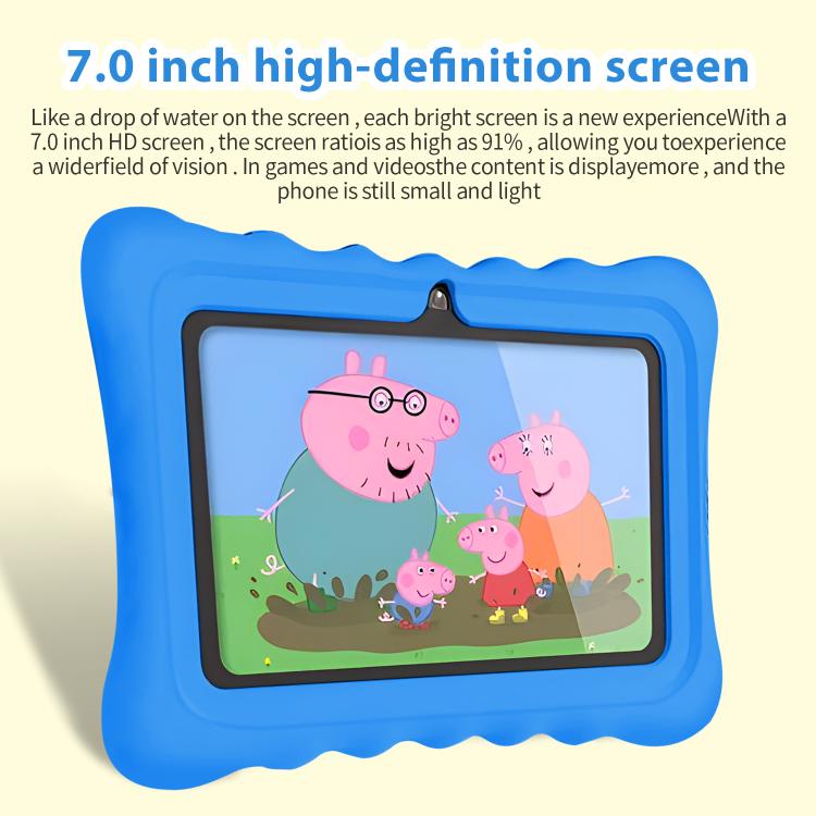 BDF T7 7 inch WiFi Kids Tablet PC with Silicone Case, 2GB+32GB, Android 8.1 MTK6735 Quad Core CPU, US Plug, 4GB+64GB