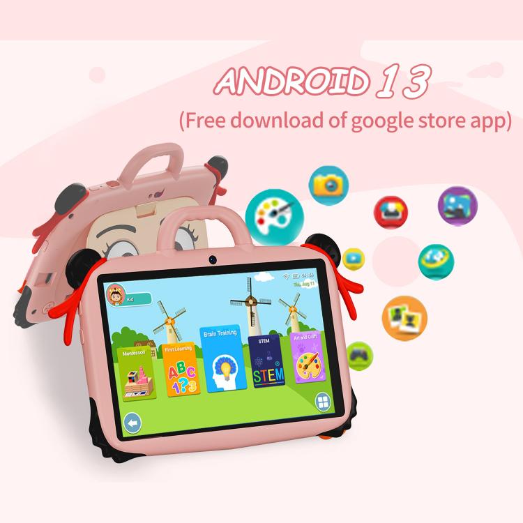 BDF 7 inch WiFi Kids Tablet PC with Nezha Silicone Case, 2GB+32GB, Android 8.1 MTK6735 Quad Core CPU, US Plug, 4GB+64GB
