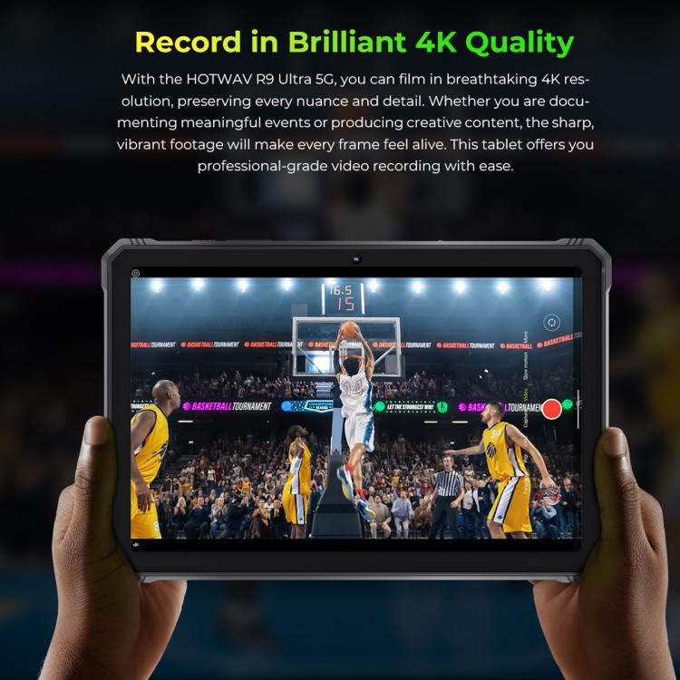 HOTWAV Tab R9 Ultra IP68/IP69K Rugged Tablet, 8GB+512GB, 11 inch Android 15 Unisoc T8200 Octa Core 5G Network, Global Version with Google Play, EU Plug, Tab R9 Ultra