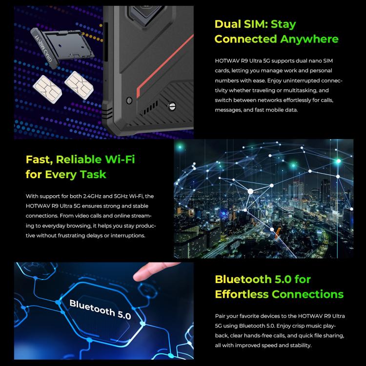 HOTWAV Tab R9 Ultra IP68/IP69K Rugged Tablet, 8GB+512GB, 11 inch Android 15 Unisoc T8200 Octa Core 5G Network, Global Version with Google Play, EU Plug, Tab R9 Ultra
