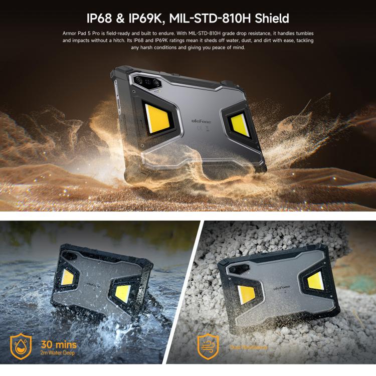 Ulefone Armor Pad 5 Pro Rugged Tablet PC, 12GB+512GB, 11 inch Android 15 MediaTek Dimensity 7400X Octa Core 5G Network, EU Plug, Armor Pad 5 Pro