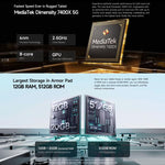 Ulefone Armor Pad 5 Pro Rugged Tablet PC, 12GB+512GB, 11 inch Android 15 MediaTek Dimensity 7400X Octa Core 5G Network, EU Plug, Armor Pad 5 Pro