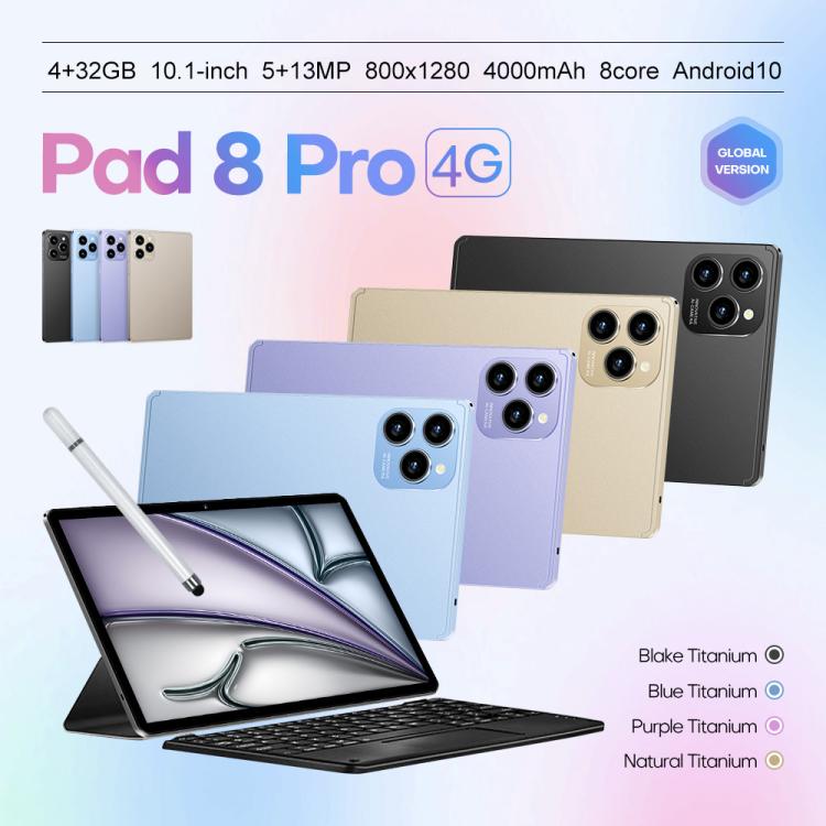 Pad 8 Pro 10.1 inch 4G LTE Tablet PC Combo Set, 4GB+32GB, Android 10 MT6755 Octa Core, with Keyboard / Mouse / Leather Case, EU Plug, EU Plug