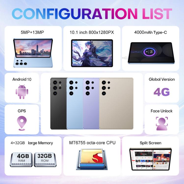 Pad 9 Pro 10.1 inch 4G LTE Tablet PC Combo Set, 4GB+32GB, Android 10 MT6755 Octa Core, with Keyboard / Mouse / Leather Case, UK Plug, UK Plug