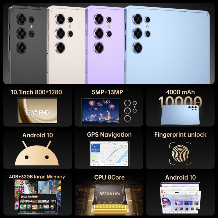Pad 25 Ultra 10.1 inch 4G LTE Tablet PC, 4GB+32GB, Android 10 MTK6755 Octa Core, AU Plug, AU Plug