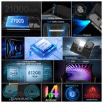 Unihertz 8849 Tank Pad E Rugged Tablet PC & Projector, 12GB+512GB, 10.95 inch Android 14 MT6789 Octa Core 4G Network, EU Plug, Tank Pad E 4G Network