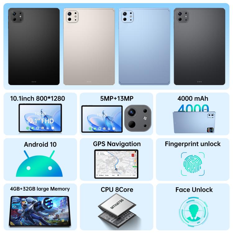 Pro 13 10.1 inch 4G LTE Tablet PC, 4GB+32GB, Android 10 MTK6755 Octa Core, UK Plug, UK Plug