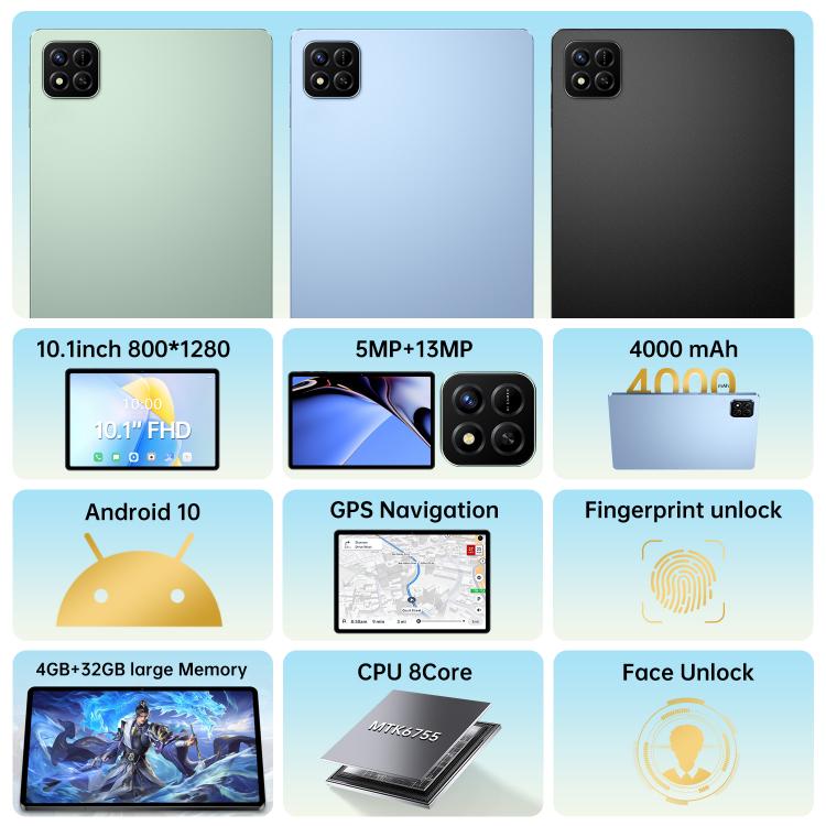 Pad 7 Pro 10.1 inch 4G LTE Tablet PC, 4GB+32GB, Android 10 MTK6755 Octa Core, UK Plug, UK Plug