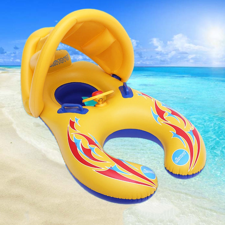 Water Fun Children Sunshade Swimming Circle Yacht, Size: 100x70cm, Yellow Pattern