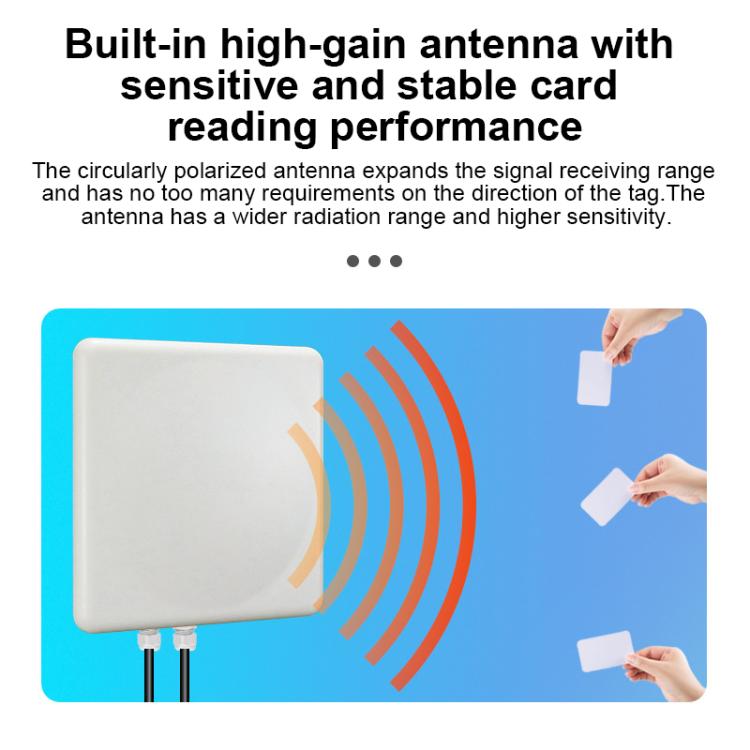 قارئ مدمج بتقنية RFID UHF لمسافة طويلة مع هوائي 9dBi وشريحة E710، الطراز: إضافة شبكة 4G، إضافة شبكة 4G