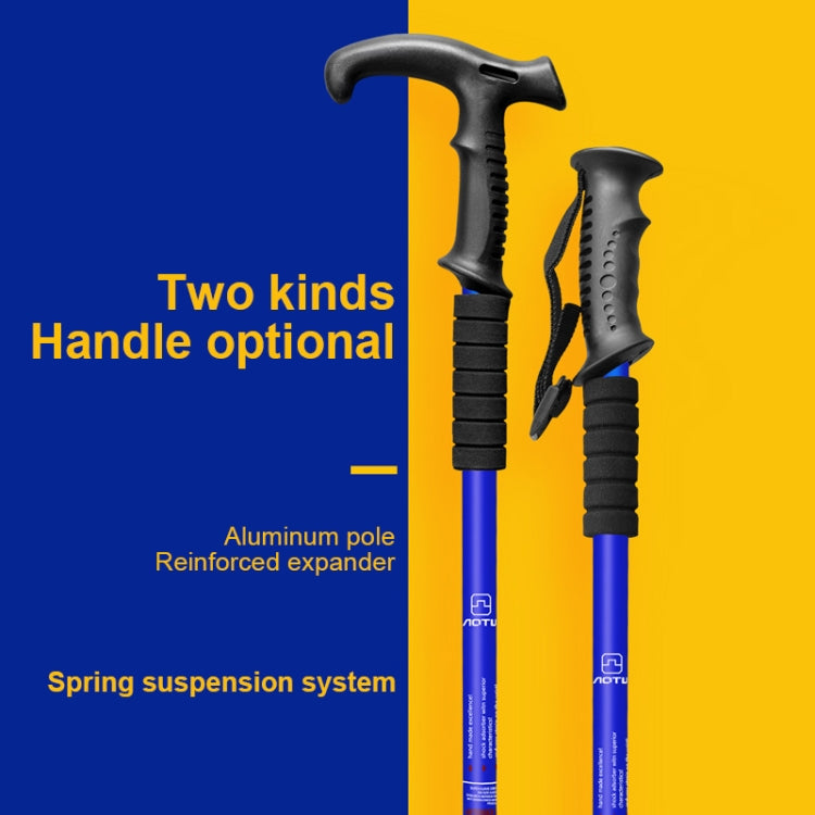 132cm Telescopic Outdoor Three-section Trekking Pole, Blue#132cm, Silver#132cm, Black#132cm, Red#132cm