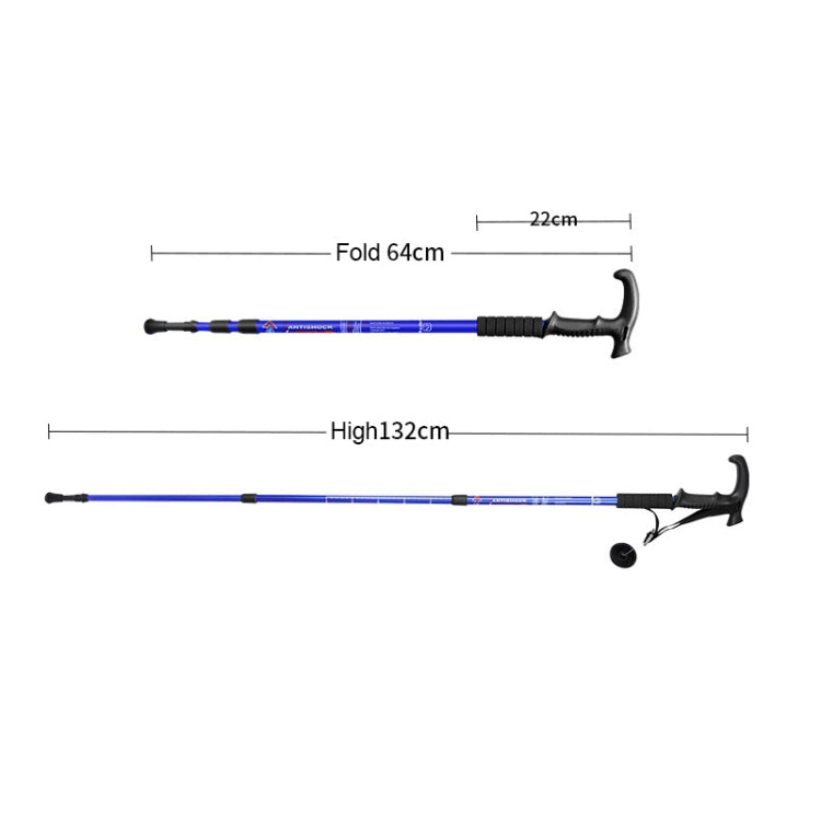 132cm Telescopic Outdoor Three-section Trekking Pole, Blue#132cm, Silver#132cm, Black#132cm, Red#132cm