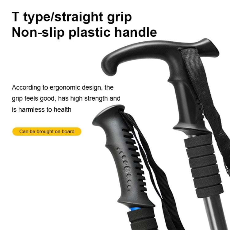 132cm Telescopic Outdoor Three-section Trekking Pole, Blue#132cm, Silver#132cm, Black#132cm, Red#132cm