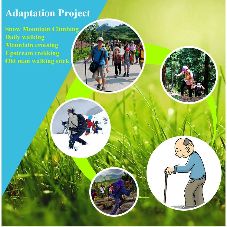 105cm Mountaineering Four Straight Shank Cane, Purple#105cm, Red#105cm, Blue#105cm, Silver#105cm, Black#105cm