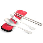Three-Piece Outdoor Cutlery, Fluorescent green, Orange, Purple, Big Red, Light blue, Dark blue, Rose Red, Grass green