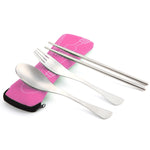 Three-Piece Outdoor Cutlery, Fluorescent green, Orange, Purple, Big Red, Light blue, Dark blue, Rose Red, Grass green