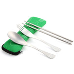Three-Piece Outdoor Cutlery, Fluorescent green, Orange, Purple, Big Red, Light blue, Dark blue, Rose Red, Grass green