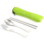 Three-Piece Outdoor Cutlery, Fluorescent green, Orange, Purple, Big Red, Light blue, Dark blue, Rose Red, Grass green