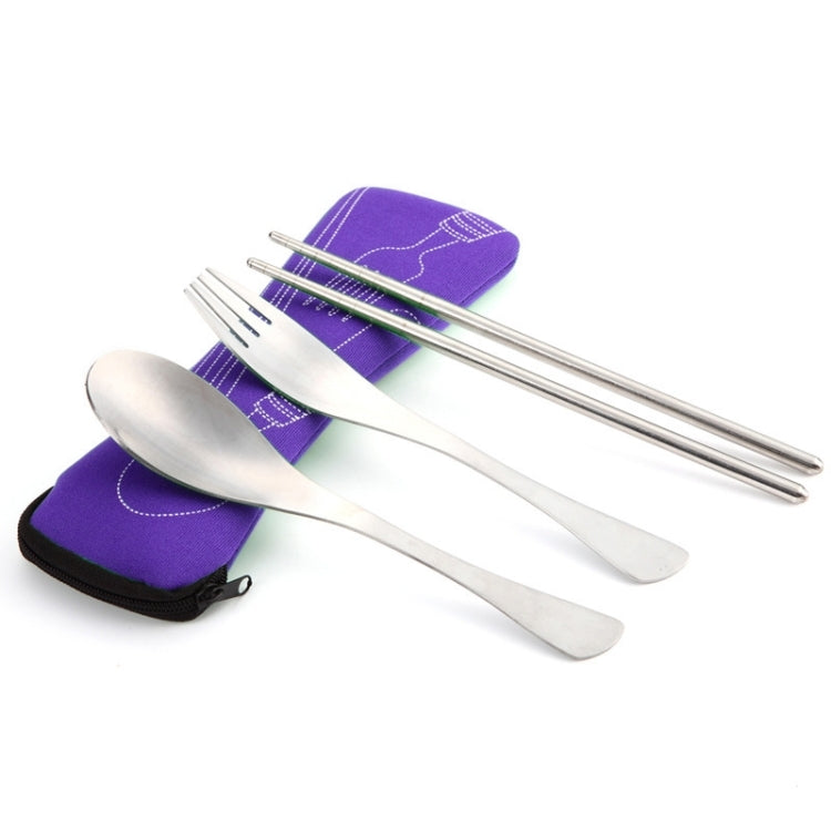 Three-Piece Outdoor Cutlery, Fluorescent green, Orange, Purple, Big Red, Light blue, Dark blue, Rose Red, Grass green
