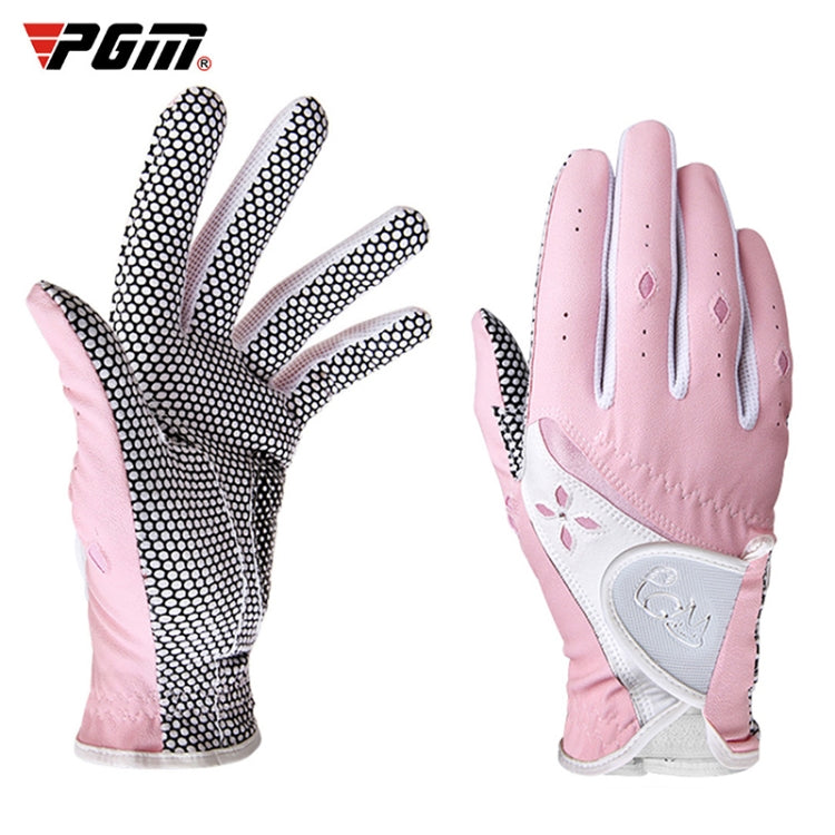 PGM One Pair Golf Non-Slip PU Leather Gloves for Women (Color:Yellow Size:21), 18, 19, 21, 17, 20