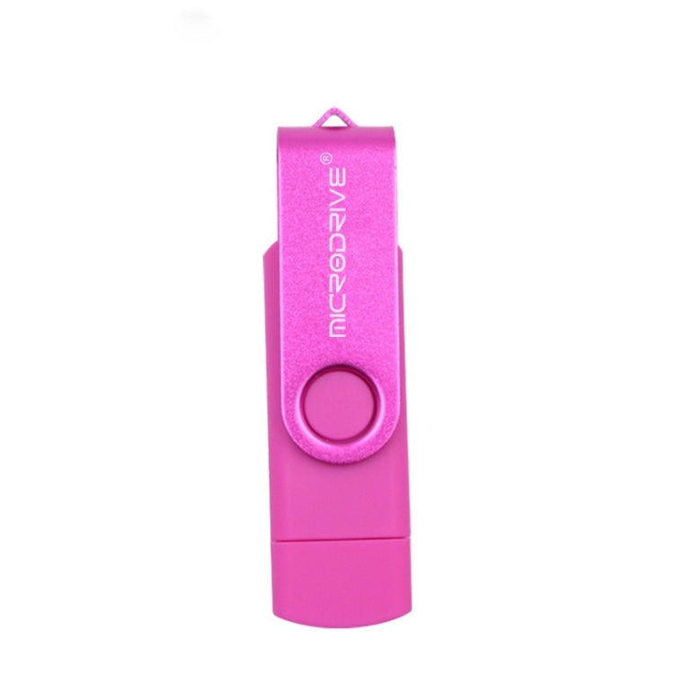 قرص يو إس بي MicroDrive 32GB USB 2.0 للكمبيوتر المحمول للاستخدام المزدوج مع دوران OTG معدني، 32 جيجابايت