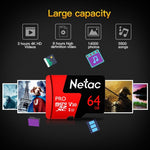 Netac P500 PRO 64GB U3 Speed Level Automobile Data Recorder Monitor Camera Memory Card TF Card, 64GB