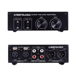 LINEPAUDIO A977 2 In 2 Out Switcher Full-balance Passive Preamp Active Speaker Double Sound Source Volume Controller, A977