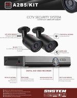 A2B5 720P 1.0 Mega Pixel 2 x Bullet AHD Cameras AHD DVR Kit, Support Night Vision / Motion Detection, IR Distance: 20m - Trustpick