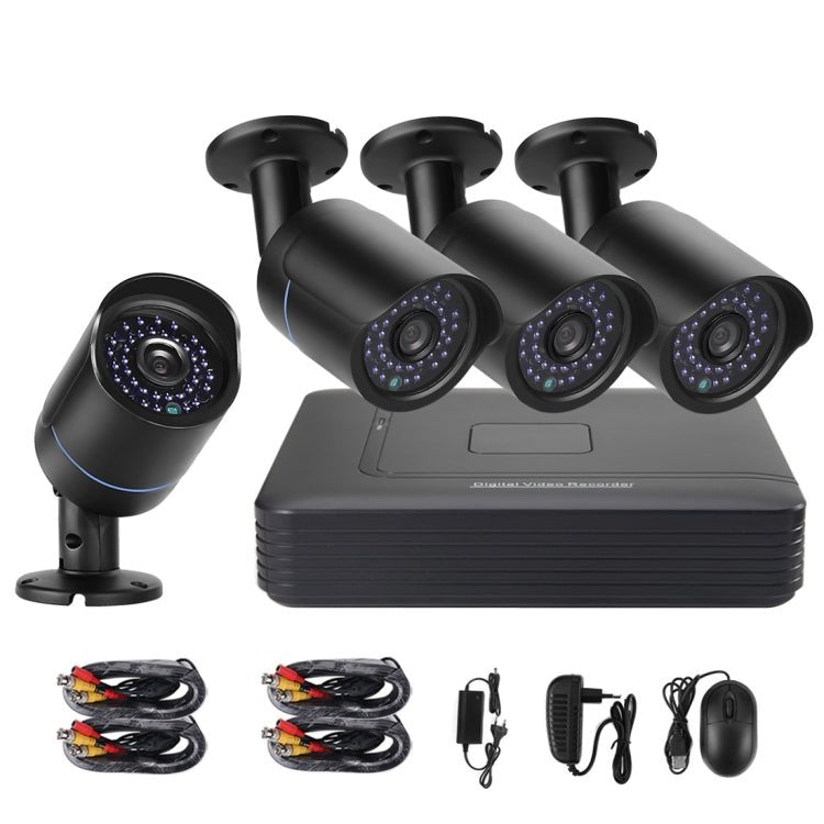 A4B5 - Mini 4 Channel 720P 1.0 Mega Pixel 4 x Bullet AHD Cameras AHD DVR Kit, Support Night Vision / Motion Detection, IR Distance: 20m - Trustpick