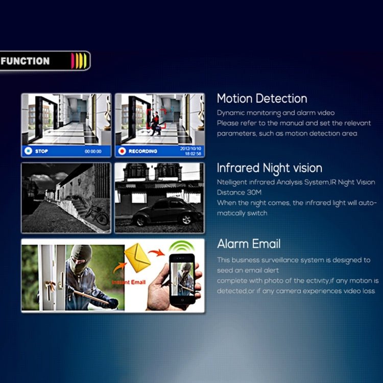 A8B3 / Kit 8CH 1080N Surveillance DVR System and 720P 1.0MP HD Weatherproof Bullet Camera, Support Infrared Night Vision & P2P & Phone Remote Monitor - Trustpick