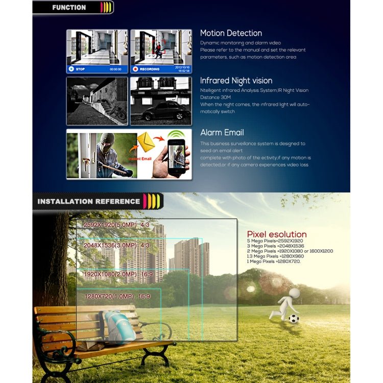 A8B3/Kit 2MP 8CH 1080P CCTV Security Camera System AHD DVR Surveillance Kit, Support Night Vision / Motion Detection - Trustpick