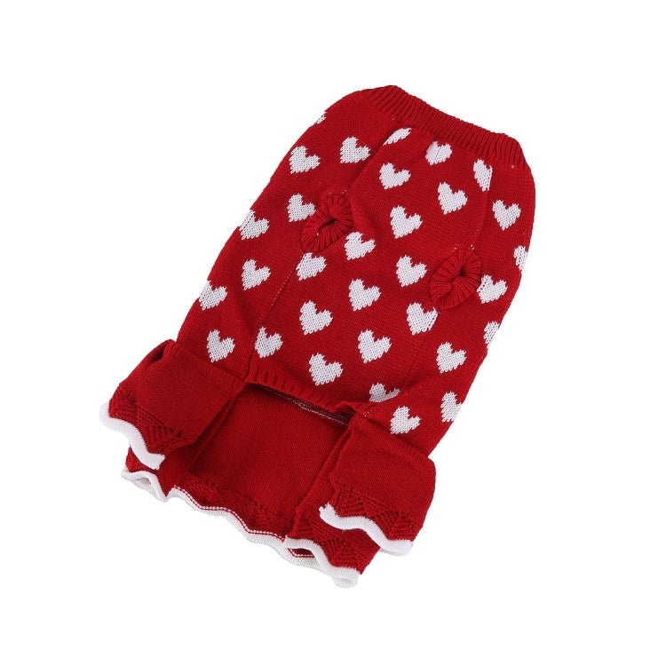 Autumn Winter Pet Red Love Sweater Festive Christmas Pet Clothes - Trustpick