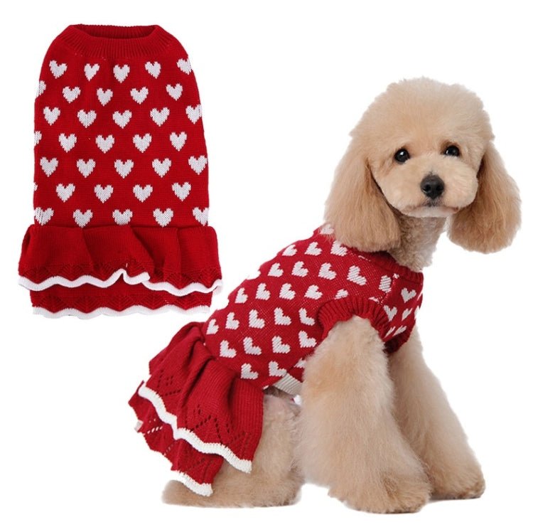 Autumn Winter Pet Red Love Sweater Festive Christmas Pet Clothes - Trustpick