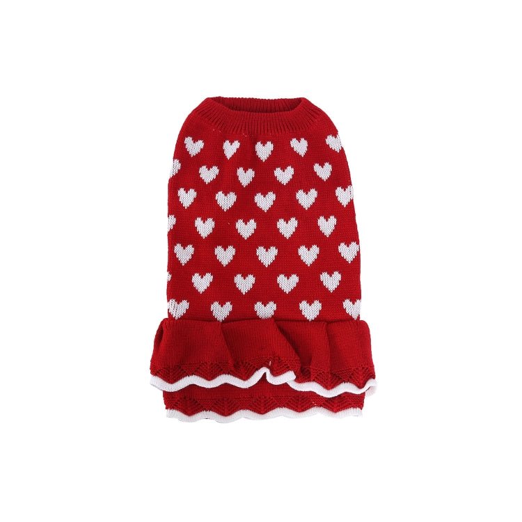 Autumn Winter Pet Red Love Sweater Festive Christmas Pet Clothes - Trustpick