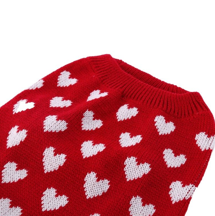 Autumn Winter Pet Red Love Sweater Festive Christmas Pet Clothes - Trustpick